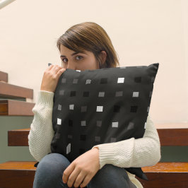 Cojín Decorativo Píxeles juguetones Comprobar patrón negro gris