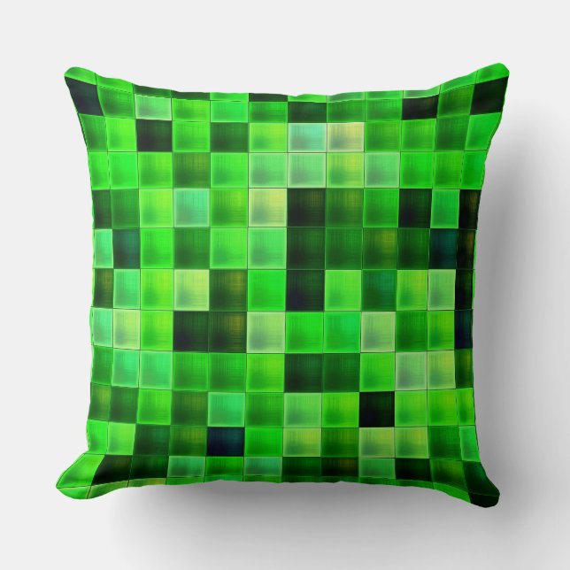 Cojín Decorativo Pixels Green Square Pattern de videojuegos (Anverso)