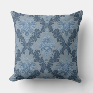 Cojín Decorativo Pizarra Azul Fumado Polvo Suave Azul Damask Elegan