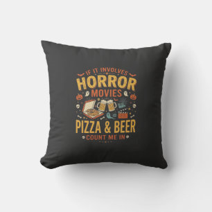 Cojín Decorativo Pizza Cerveza Películas De Terror Diseño De Hallow