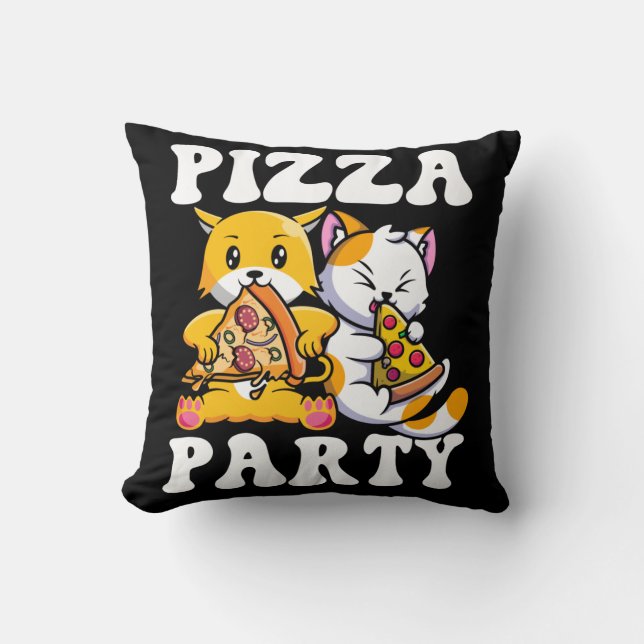 Cojín Decorativo Pizza Party Funny Cat Lover (Anverso)