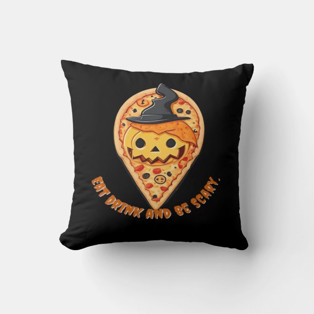Cojín Decorativo Pizza Party Halloween Pumpkin Witch Hat Essential (Anverso)