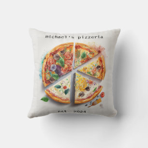 Cojín decorativo Pizzeria con nombre personalizado