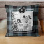 Cojín Decorativo Placa azul moderna | Foto familiar | Inicial<br><div class="desc">Placa azul moderna | Foto familiar | Inicial</div>