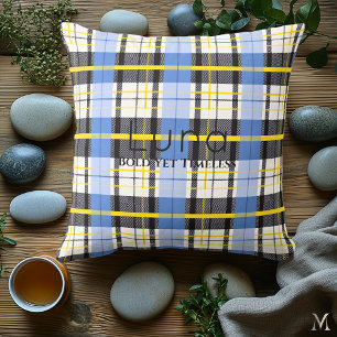 Cojín Decorativo Placa azul y amarillo   Personalizado Bold Tartan
