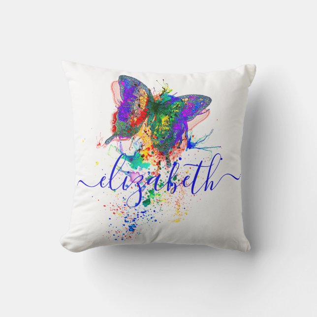 Cojín Decorativo Placa de mariposa personalizada (Anverso)