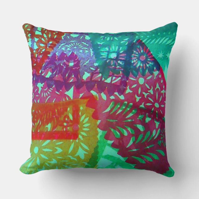 Cojín Decorativo Placa de papel picado (Papel Picado) (Anverso)