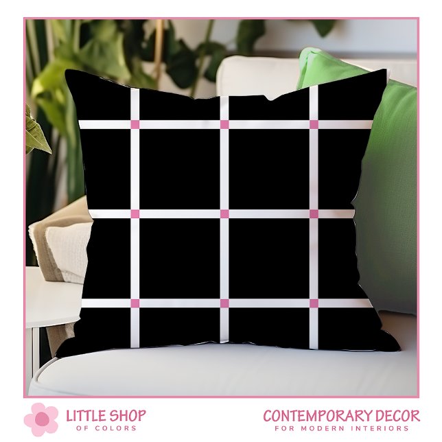Cojín Decorativo Placa moderna de vidrio rosa negro rosado (Subido por el creador)