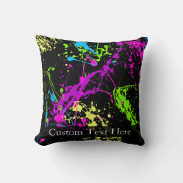 Cojín Decorativo Placa personalizada de neón/negro