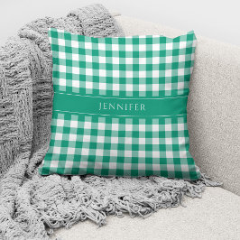 Cojín Decorativo Placa verde rusa personalizada Gingham
