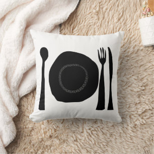 Cojín Decorativo Placa y utensilios negros y blancos