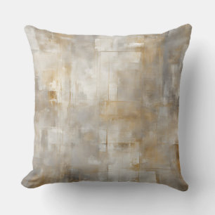 Cojín Decorativo Plaid Abstracto Gris Neutro Dorado Granja