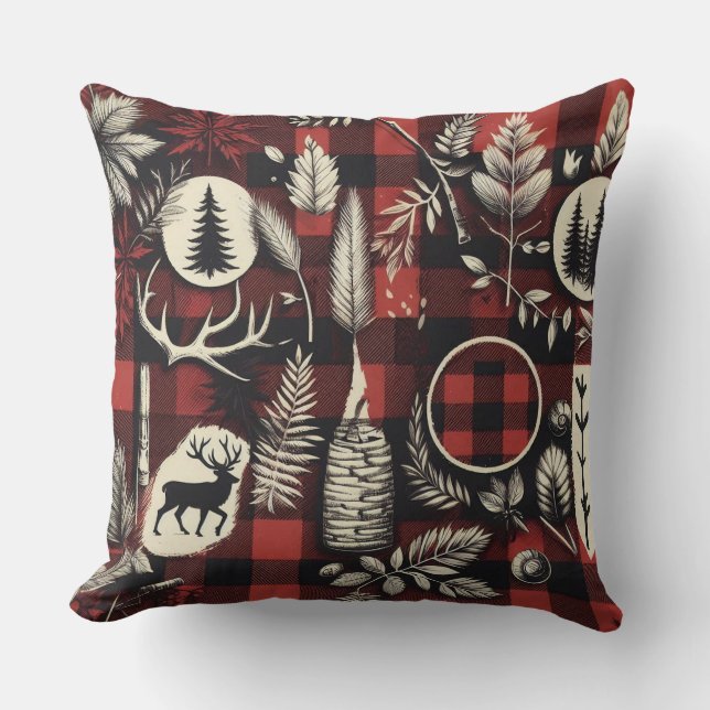 Cojín Decorativo Plaid acogedor del bosque (Anverso)
