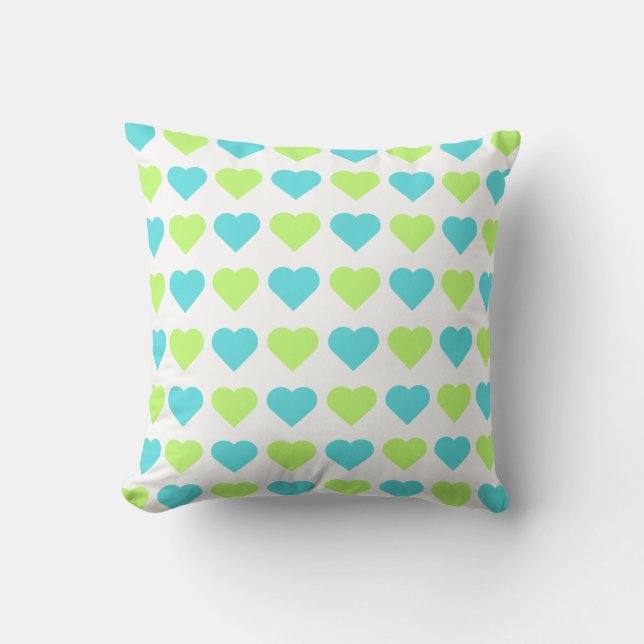Cojín Decorativo Plaid and Hearts Blue Yellow Pattern with white (Anverso)