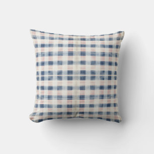Cojín Decorativo Plaid angustiado rosa y gris azul