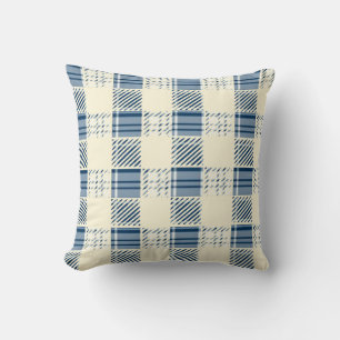 Cojín Decorativo Plaid Azul y Crema