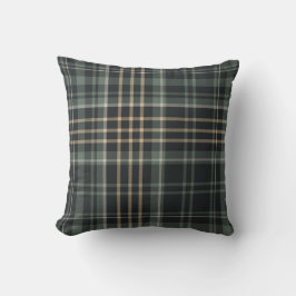 Cojín Decorativo Plaid Beige Verde Oscuro