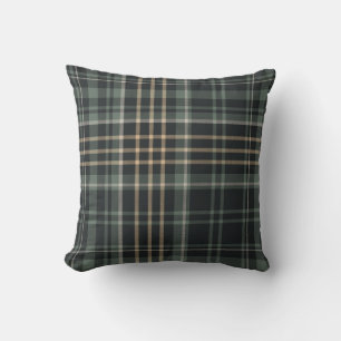 Cojín Decorativo Plaid Beige Verde Oscuro