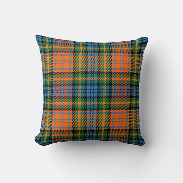 Cojín Decorativo Plaid Clan Murray Blue Naranja Green Check Tartan (Anverso)