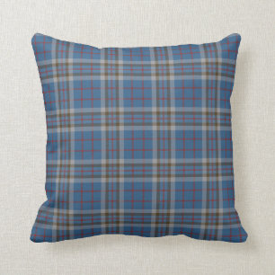 Cojín Decorativo Plaid Clan Thompson Gray Blue Check Tartán