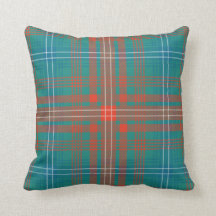 Plaid Clan Wilson Naranja Turquoise Check Tartán