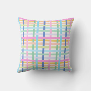 Cojín Decorativo Plaid de Arcoíris Brillante - Gingham Maximalista