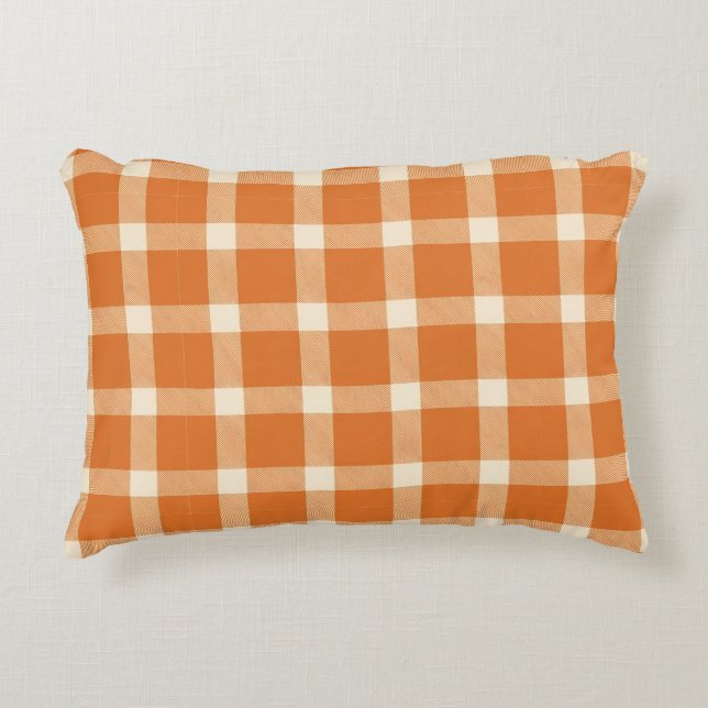 Cojín Decorativo Plaid de Otoño de Búfalo (Anverso)
