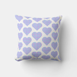 Cojín Decorativo Plaid en forma de corazón rosa azul pastel