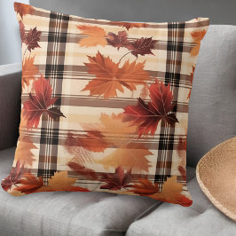 Cojín Decorativo Plaid Fall Autumn Leaves