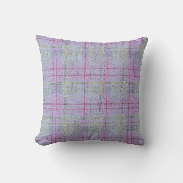 Cojín Decorativo  Plaid Lavanda Desgastada  (Anverso)