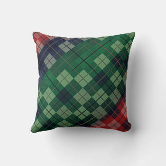 Cojín Decorativo Plaid Multicolor Verde, Rojo y Azul Rústico