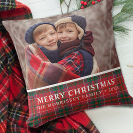 Cojín Decorativo Plaid Navidad Rústico Rojo Verde Foto