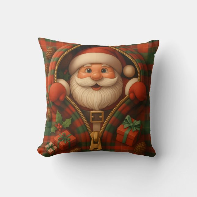 Cojín Decorativo Plaid Santa Claus Christmas Design  (Anverso)