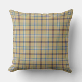 Cojín Decorativo Plaid Tan y Azul Wedgewood
