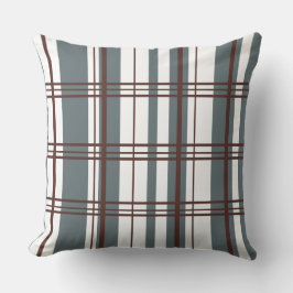Cojín Decorativo Plaid Tradicional Gris Fumée, Burgundy Profundo, B