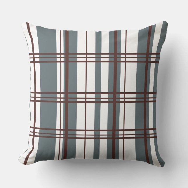 Cojín Decorativo Plaid Tradicional Gris Fumée, Burgundy Profundo, B (Anverso)
