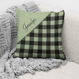 Cojín Decorativo Plaid Verde Sage Moderno