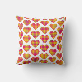 Cojín Decorativo Plaids de corazón amarillo naranja
