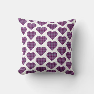 Cojín Decorativo Plaids de Corazón Rosa Purpura