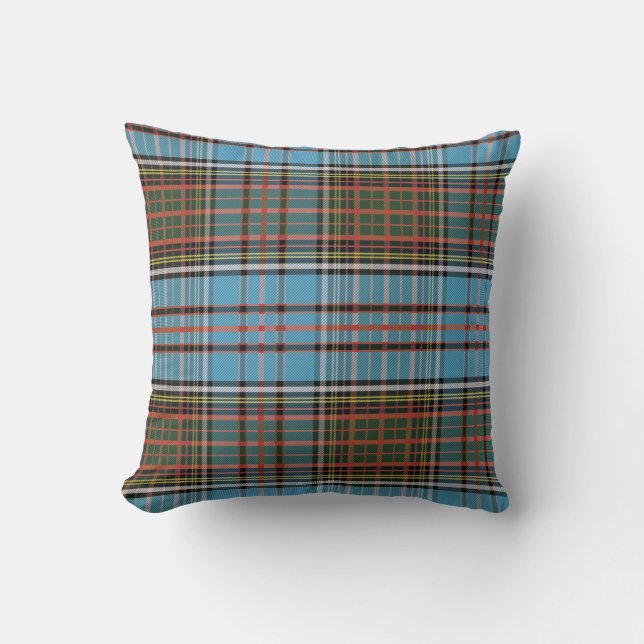 Cojín Decorativo Plain Anderson Sky Blue Brown Check Tartán (Anverso)