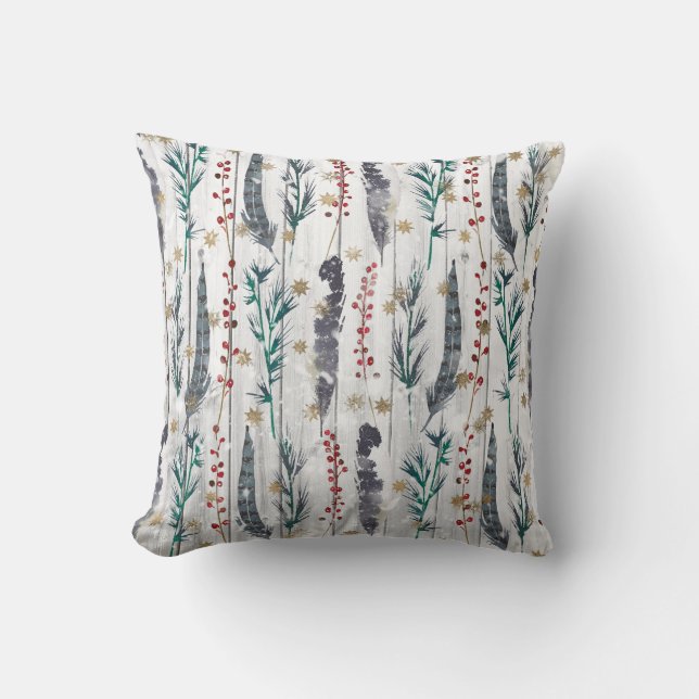 Cojín Decorativo Planchas botánicas de madera para navidades (Anverso)