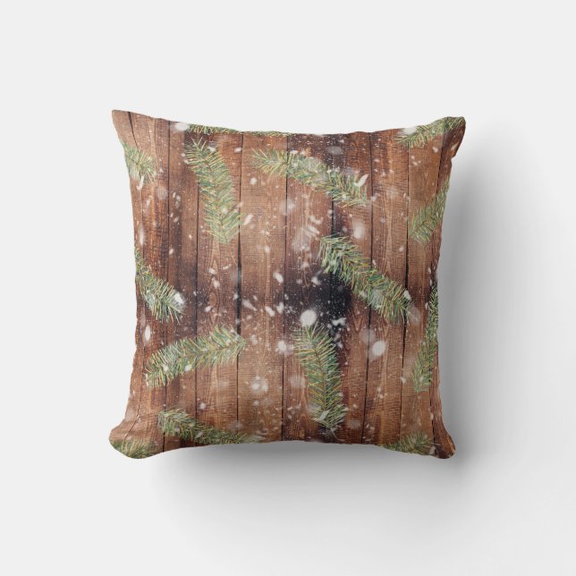 Cojín Decorativo Planchas botánicas de madera para navidades (Anverso)
