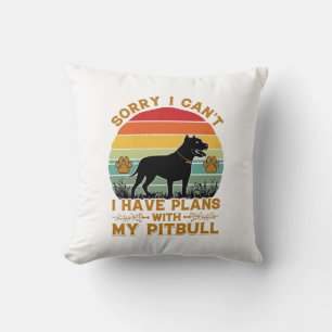 Cojín Decorativo Planes para perros Pitbull Atardecer Retro_1
