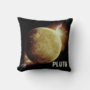 Cojín Decorativo Planeta amarillo plutonio 3d ilustracion del espac