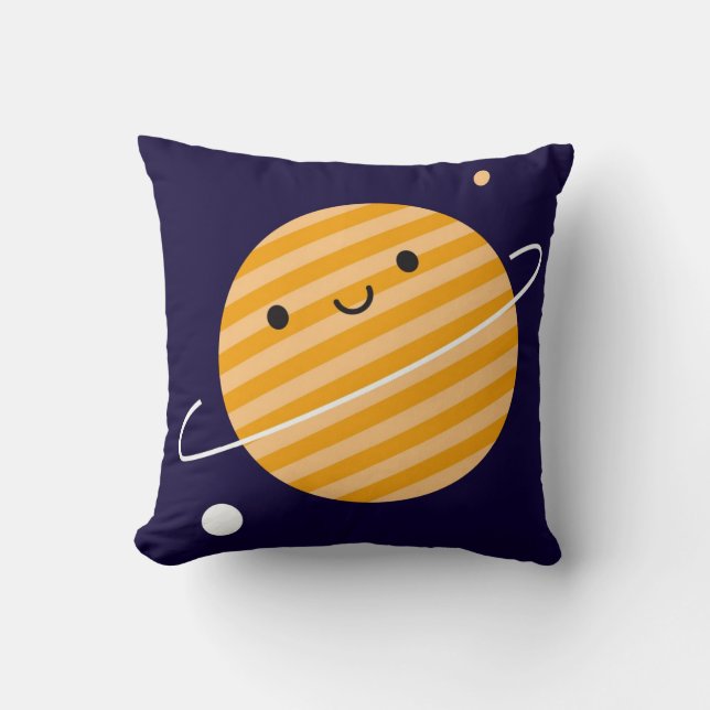 Cojín Decorativo Planeta feliz en espacio (Anverso)