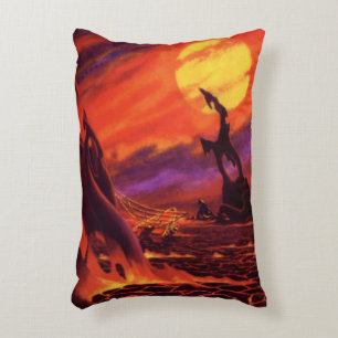 Cojín Decorativo Planeta Volcánico de Ciencia Ficción Antigua con L