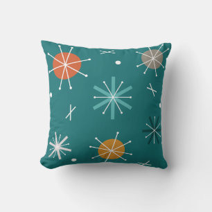 Cojín Decorativo Planetas atómicos retro arranca Verde azulados