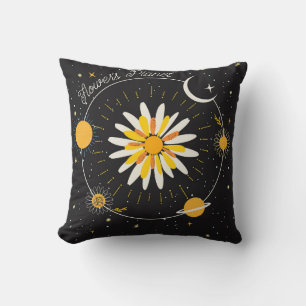 Cojín Decorativo Planetas Sun Moon: Arte Floral Gráfico