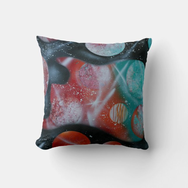 Cojín Decorativo planetas verde azulados de la guitarra baja (Anverso)