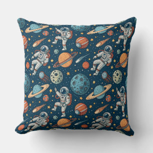 Cojín Decorativo Planetas y astronautas cómic - Patrón de espacio d